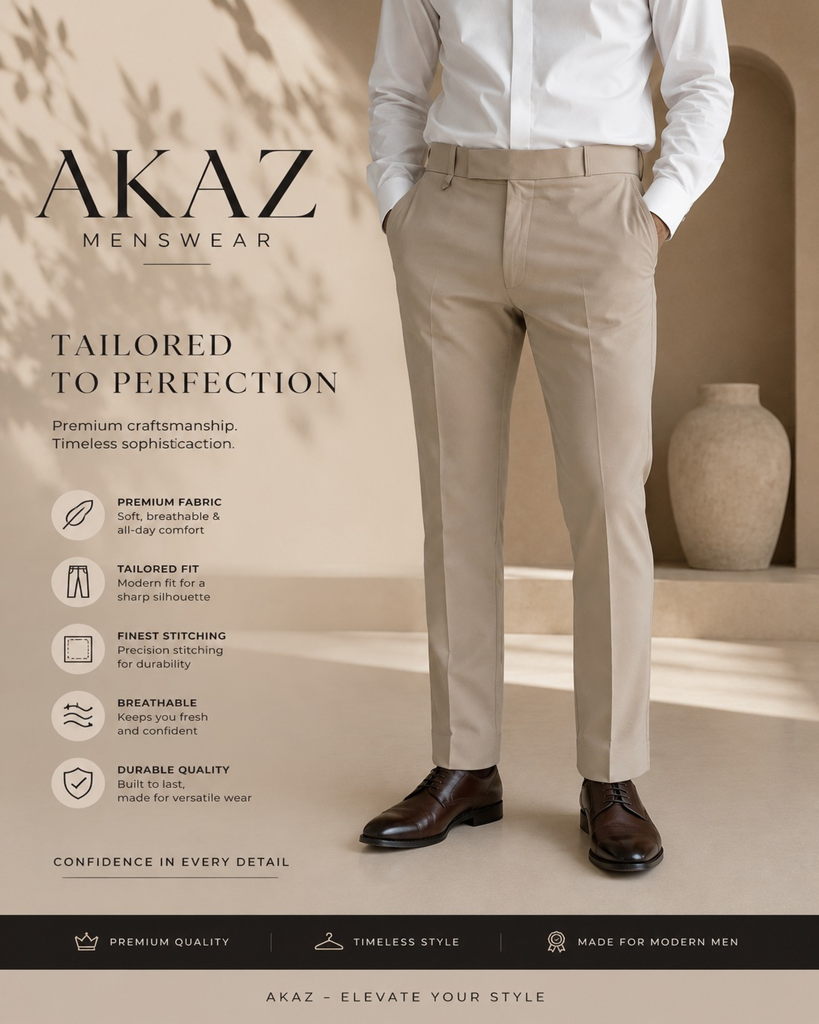 SUPRA 8-Way Stretch Men's Formal Trousers | Premium Comfort Fit Pants