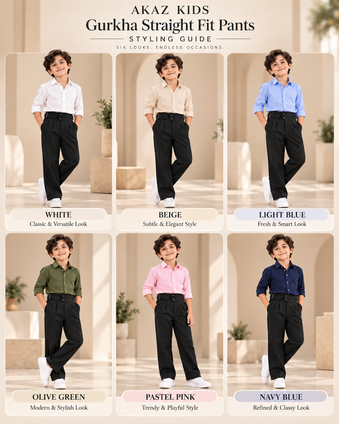AKAZ Kids Premium GURKHA Bootcut Trousers