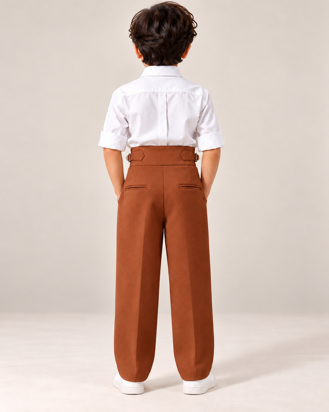 AKAZ Kids Rust Gurkha Straight Fit Pants for Boys