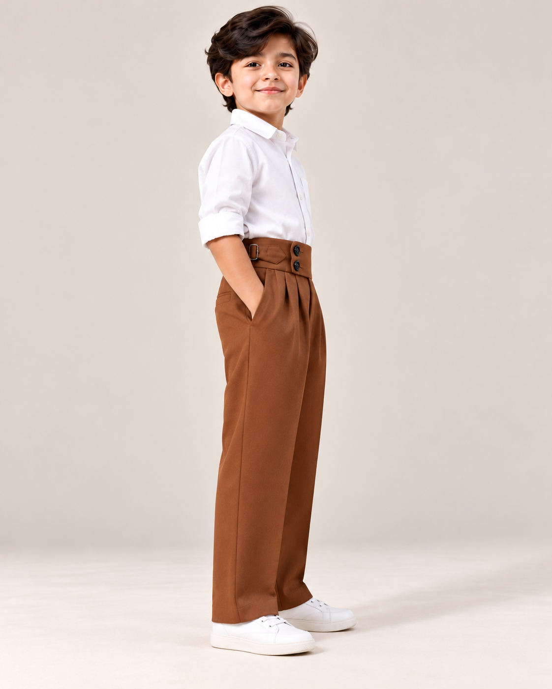 AKAZ Kids Rust Gurkha Straight Fit Pants for Boys