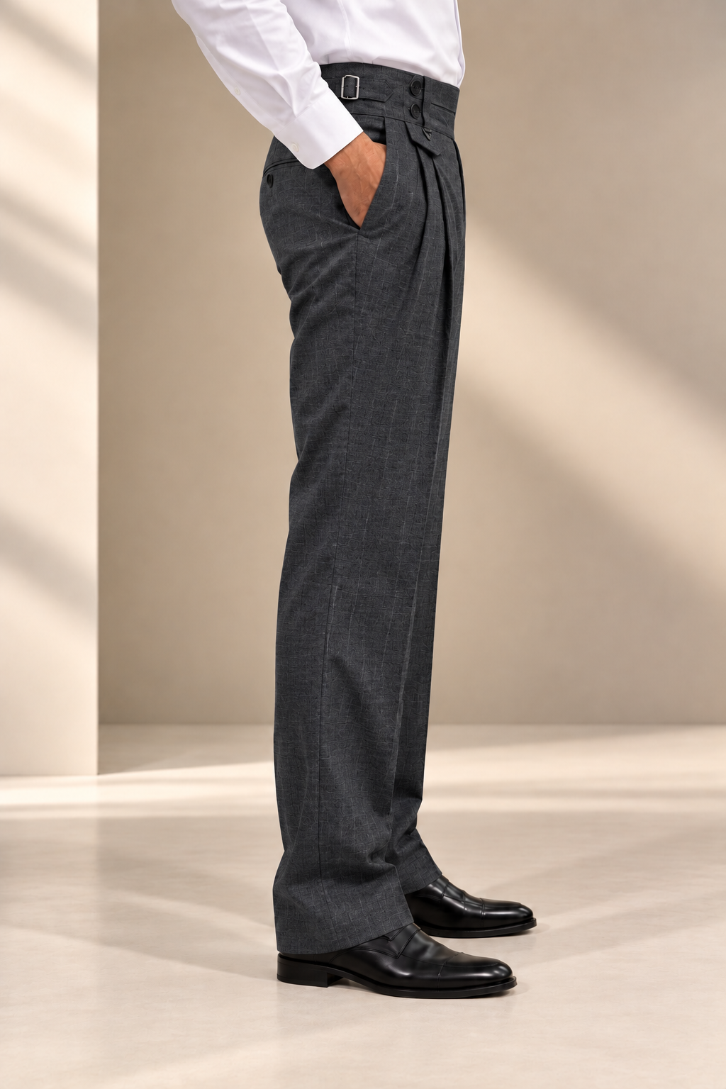 AKAZ FLANNEL Men's Dark Grey Formal Pants | Premium Tailored Office Trousers