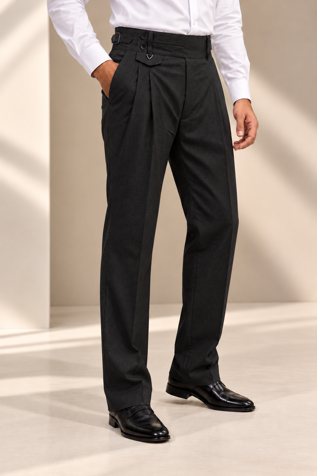 AKAZ FLANNEL Men's Black Dress Trousers | Premium Cotton Blend Business Pants