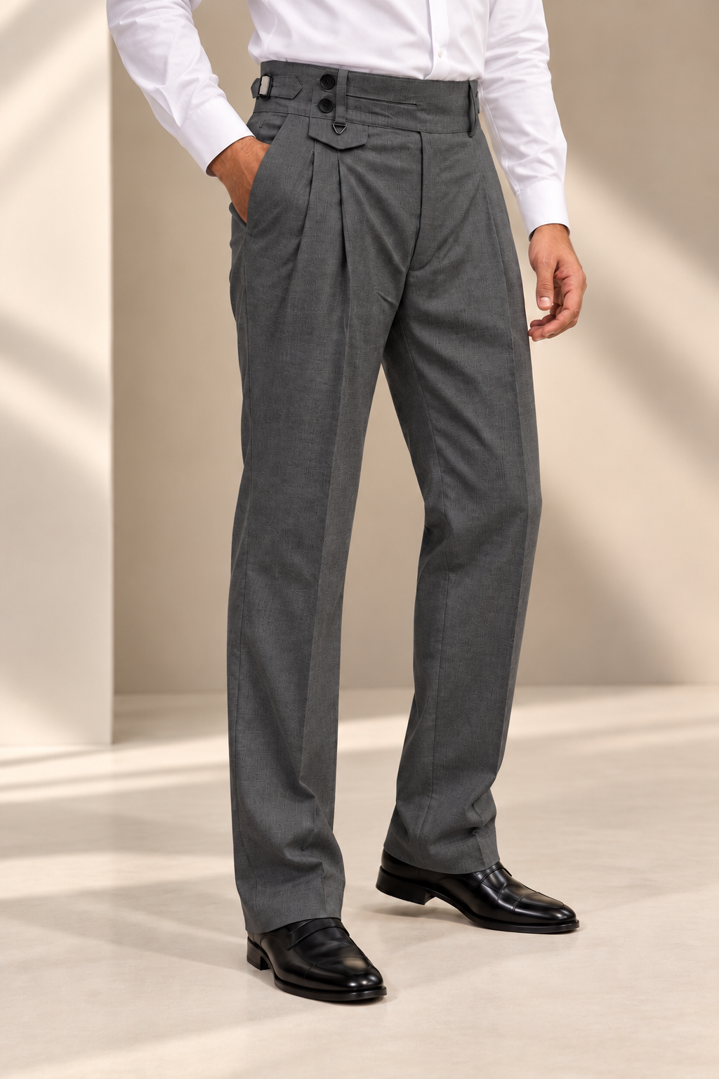 AKAZ FLANNEL Men's Dark Grey Formal Pants | Premium Tailored Office Trousers