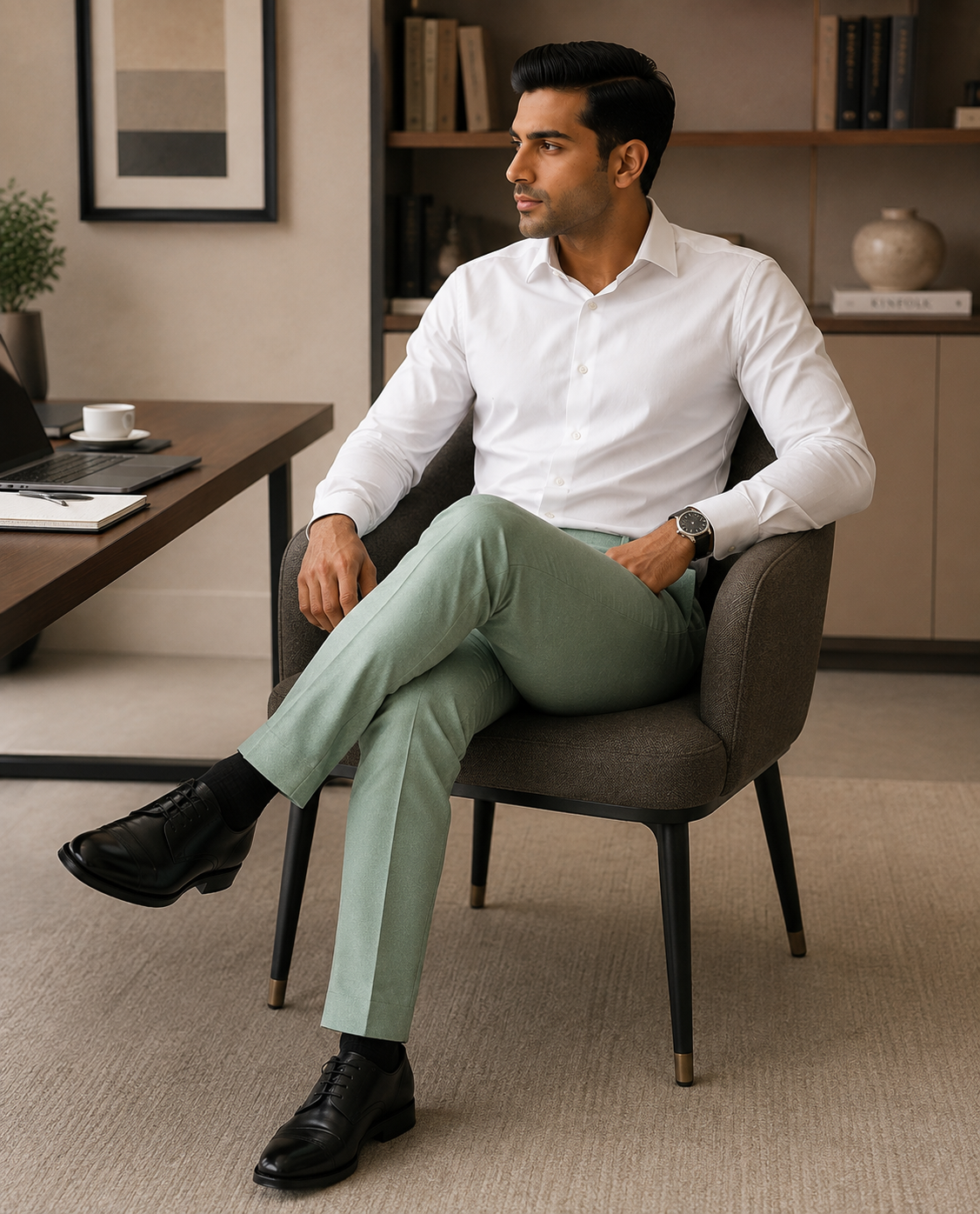 AKAZ Suprimo Premium Twill Formal Pants for Men | Smart Formal Trousers