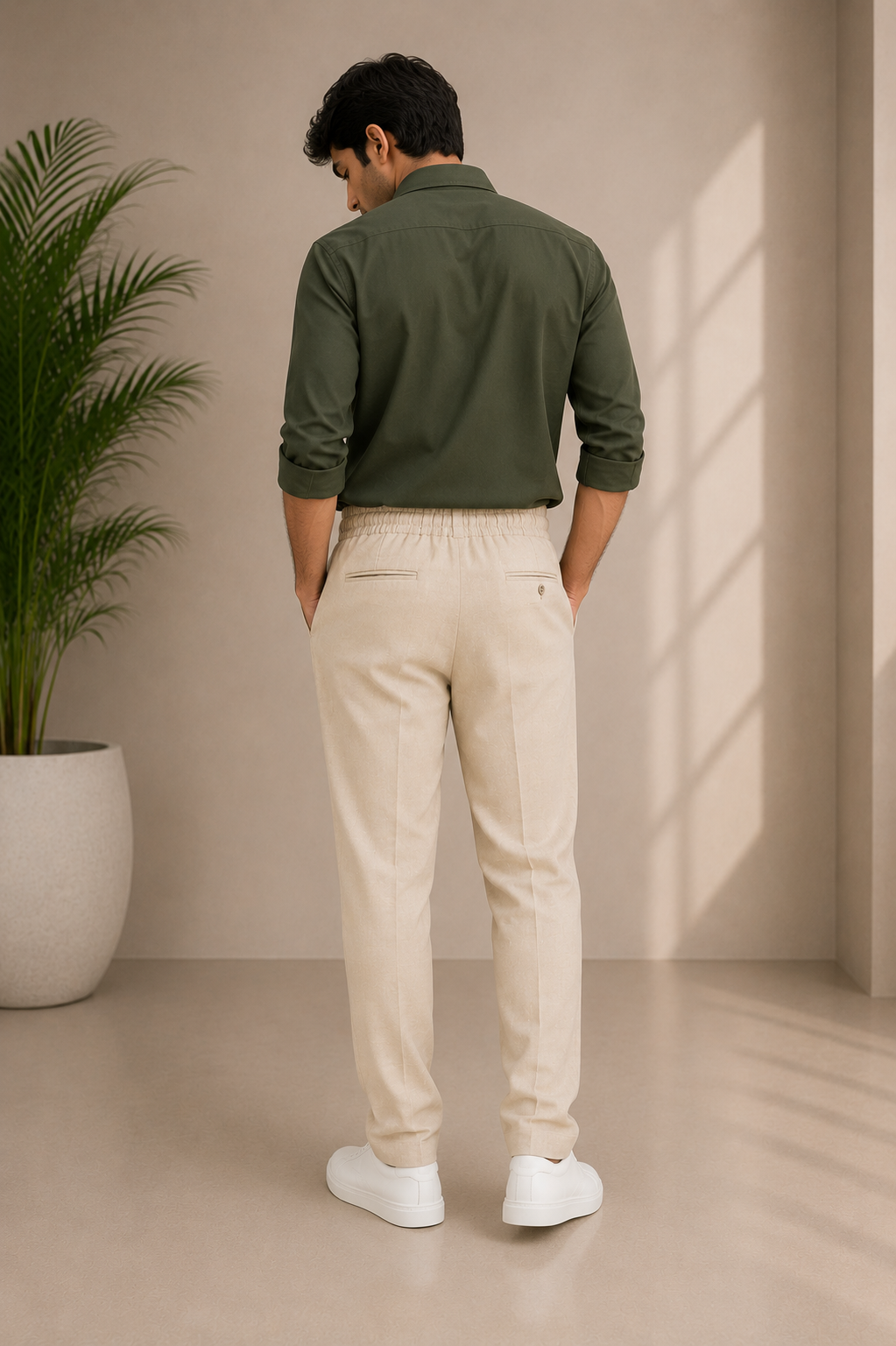 Imported Linen Track-pant Pleated Drawstring Formal Trousers