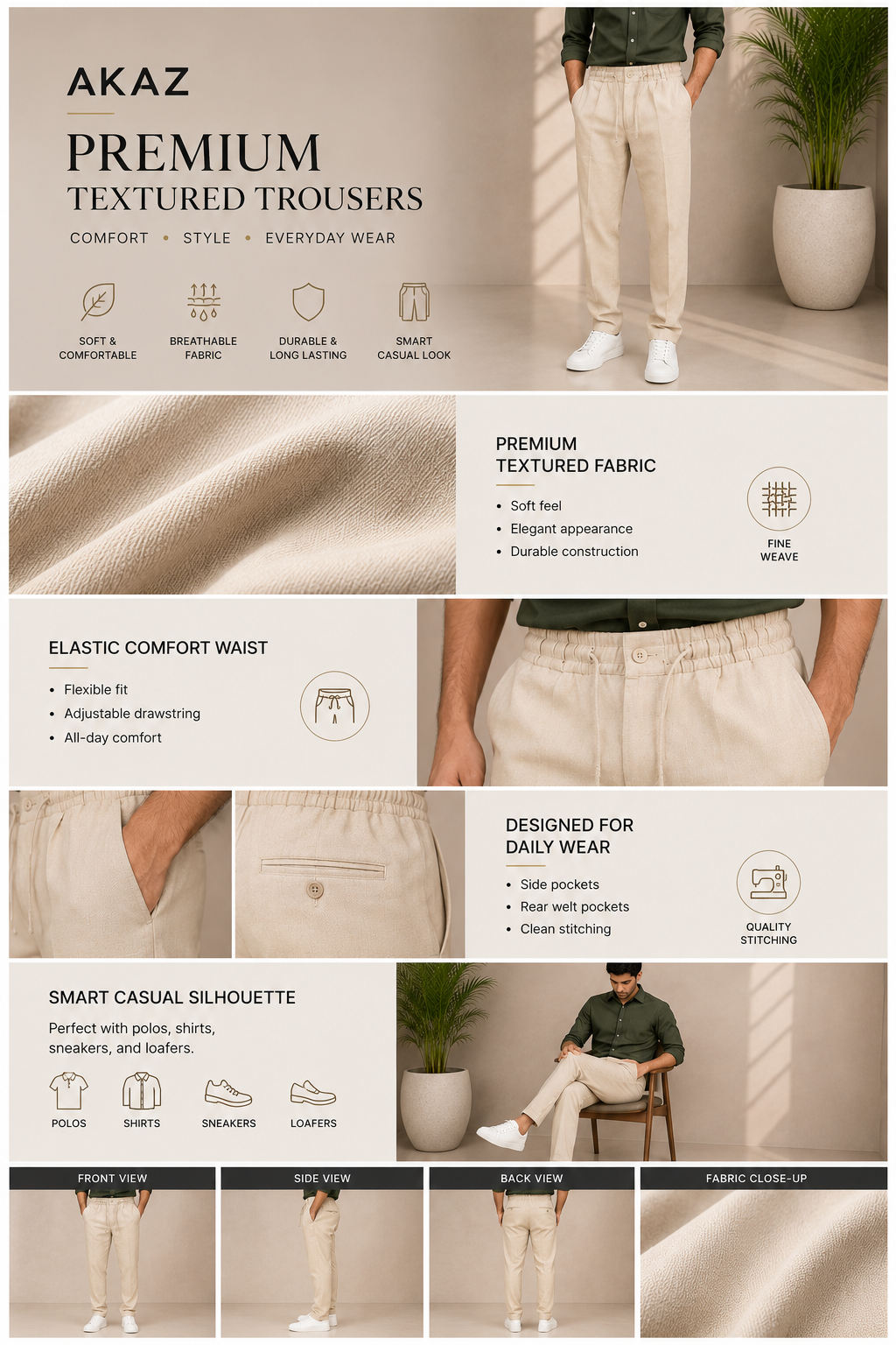 Imported Linen Track-pant Pleated Drawstring Formal Trousers