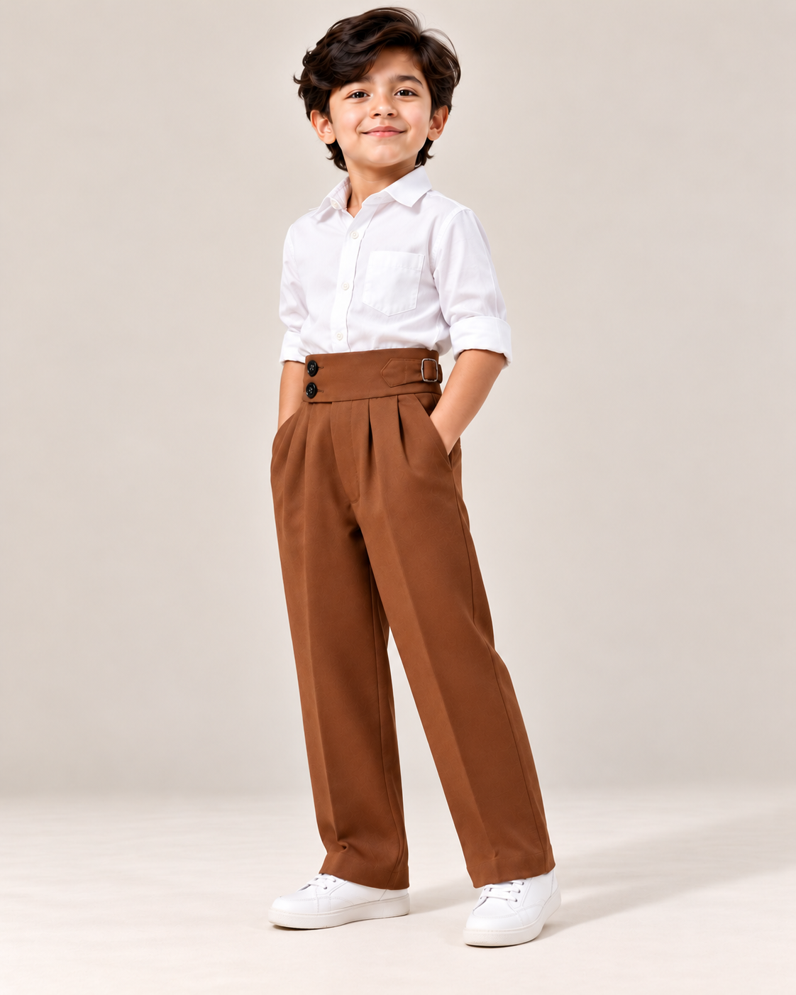 AKAZ Kids Rust Gurkha Straight Fit Pants for Boys