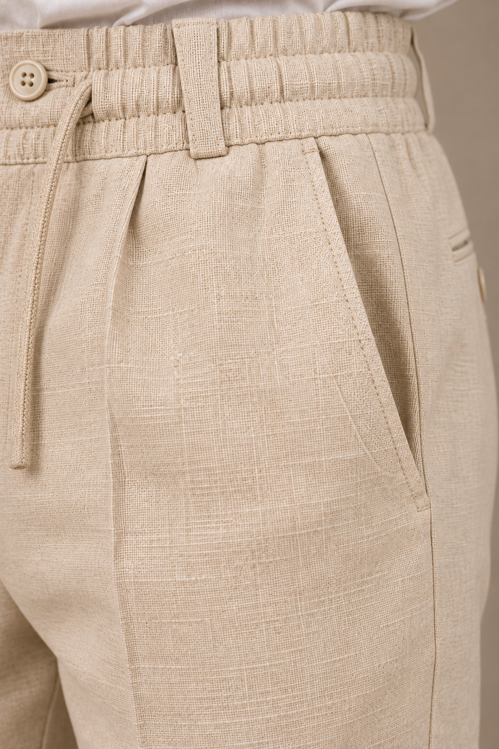 AKAZ Men's Cream Linen Trackpants | Casual Trousers for Everyday