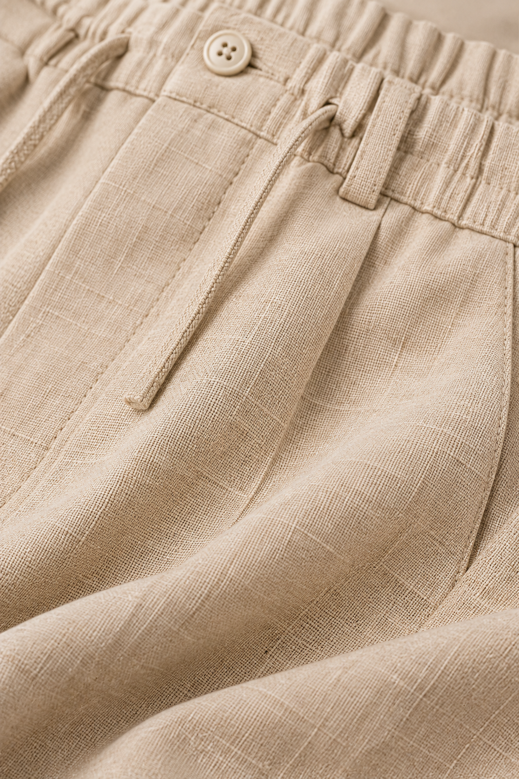 AKAZ Men's Cream Linen Trackpants | Casual Trousers for Everyday