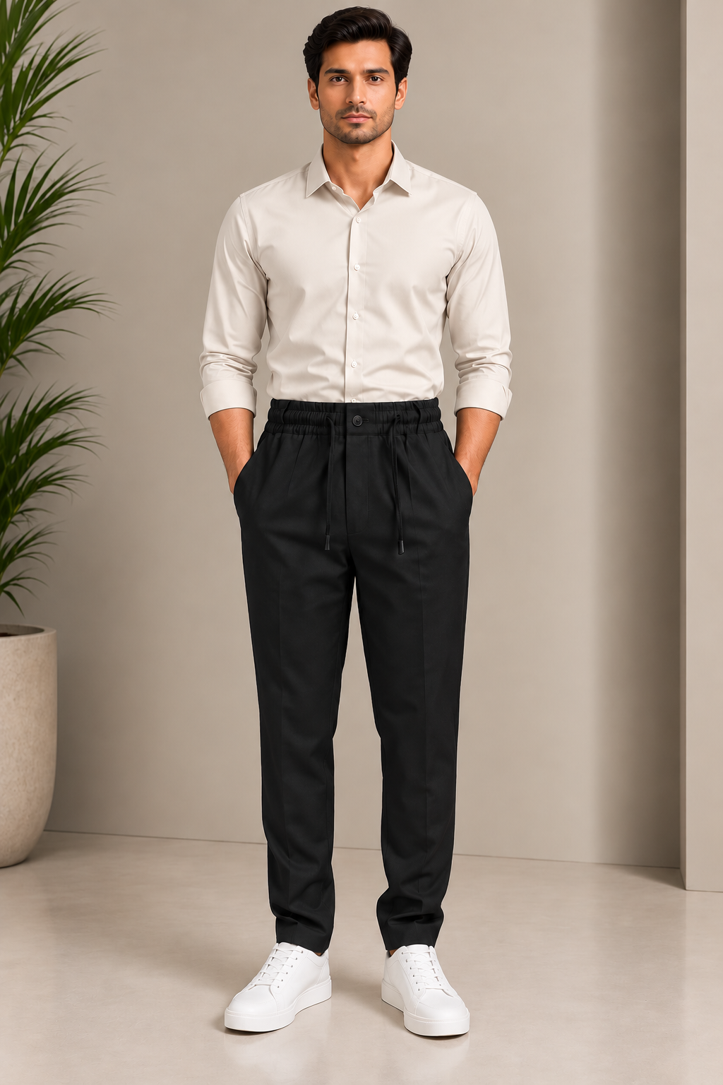 AKAZ Linen Trackpant – Men's Black Linen Trousers