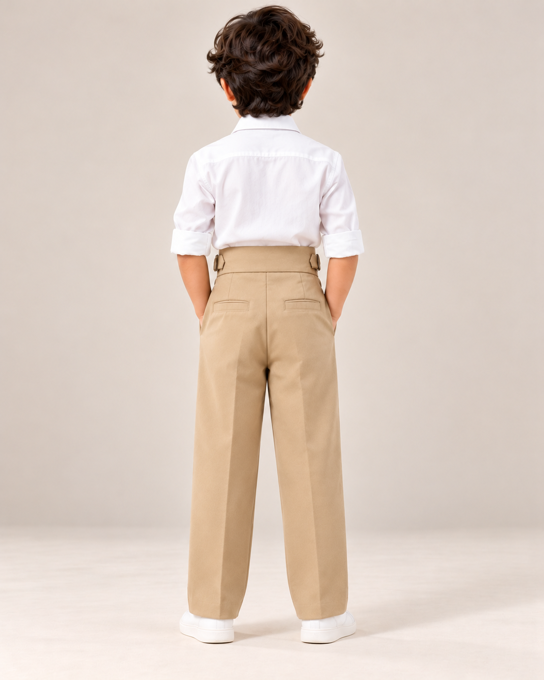 AKAZ Kids Beige Gurkha Straight Fit Pants for Boys