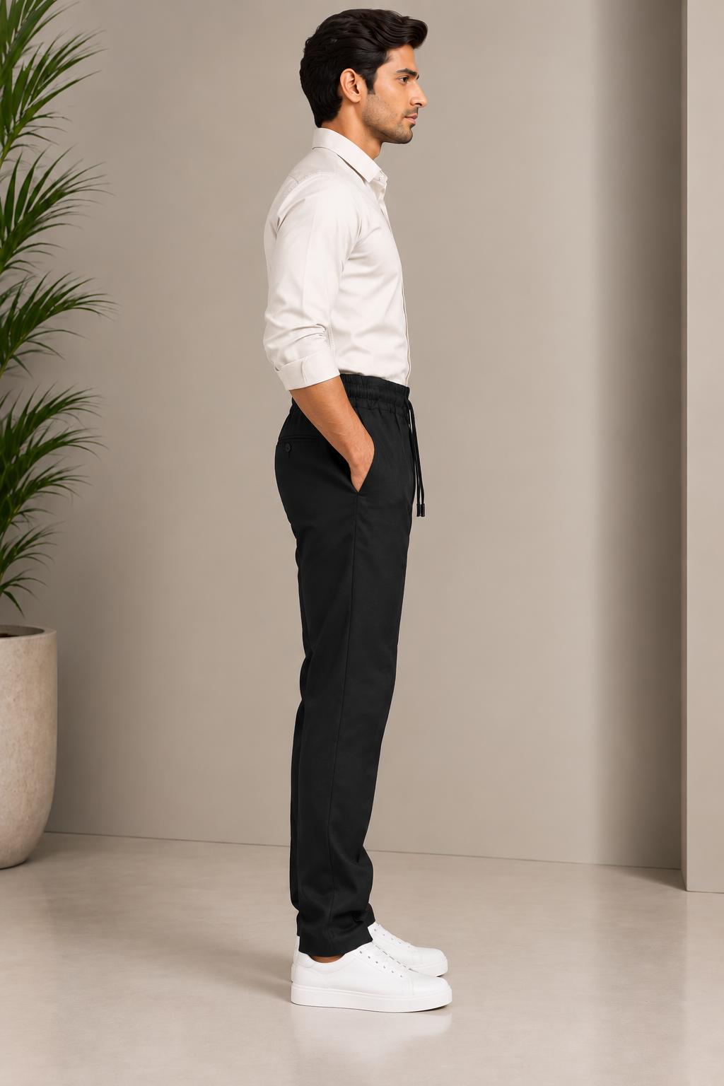 AKAZ Linen Trackpant – Men's Black Linen Trousers