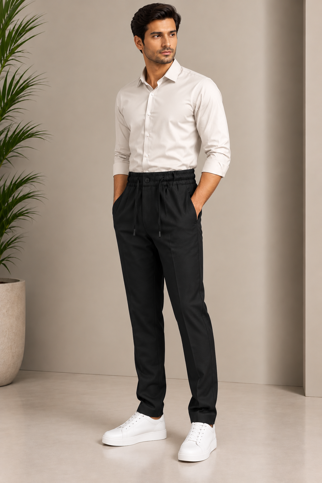 AKAZ Linen Trackpant – Men's Black Linen Trousers