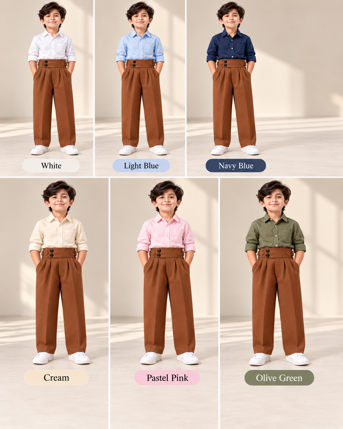 AKAZ Kids Rust Gurkha Straight Fit Pants for Boys