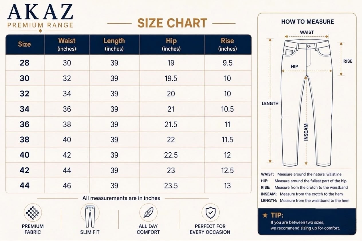 AKAZ COSTA Men's Black Premium Formal Trousers | Tailored Fit Formal Pants