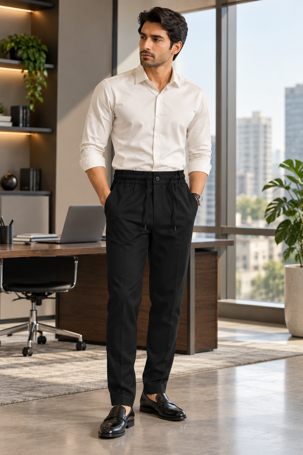 AKAZ Linen Trackpant – Men's Black Linen Trousers