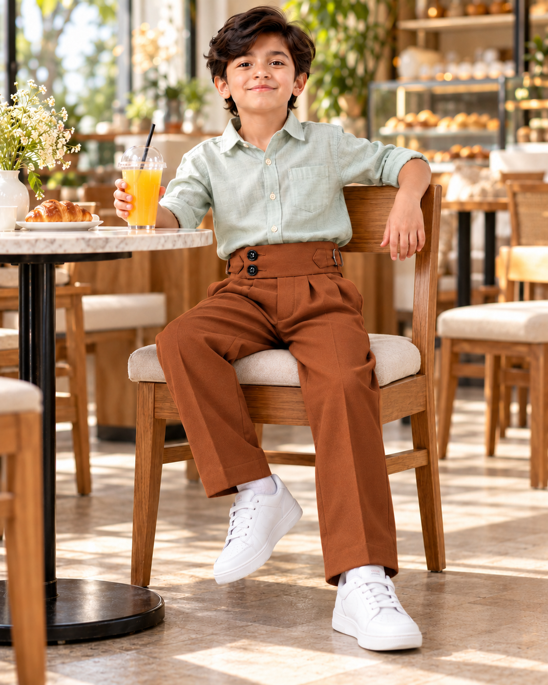 AKAZ Kids Rust Gurkha Straight Fit Pants for Boys