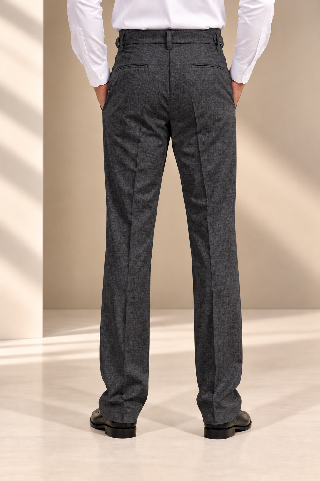 AKAZ FLANNEL Men's Dark Grey Formal Pants | Premium Tailored Office Trousers