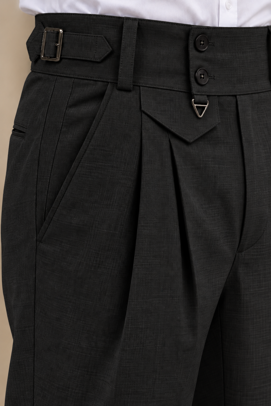 AKAZ FLANNEL Men's Black Dress Trousers | Premium Cotton Blend Business Pants