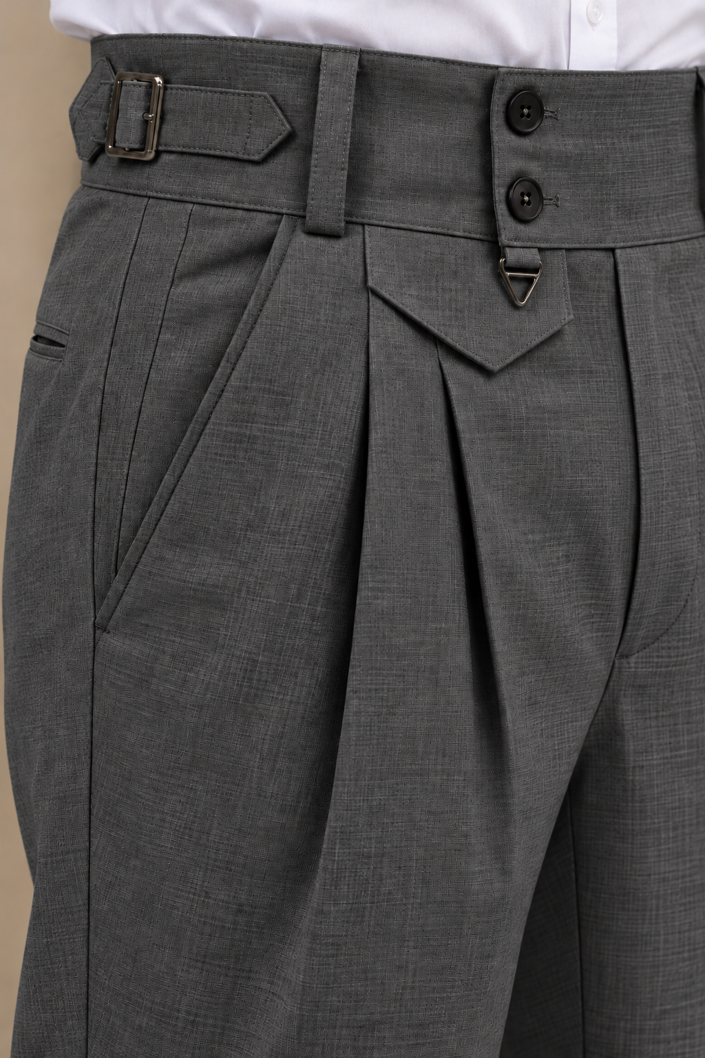 AKAZ FLANNEL Men's Dark Grey Formal Pants | Premium Tailored Office Trousers