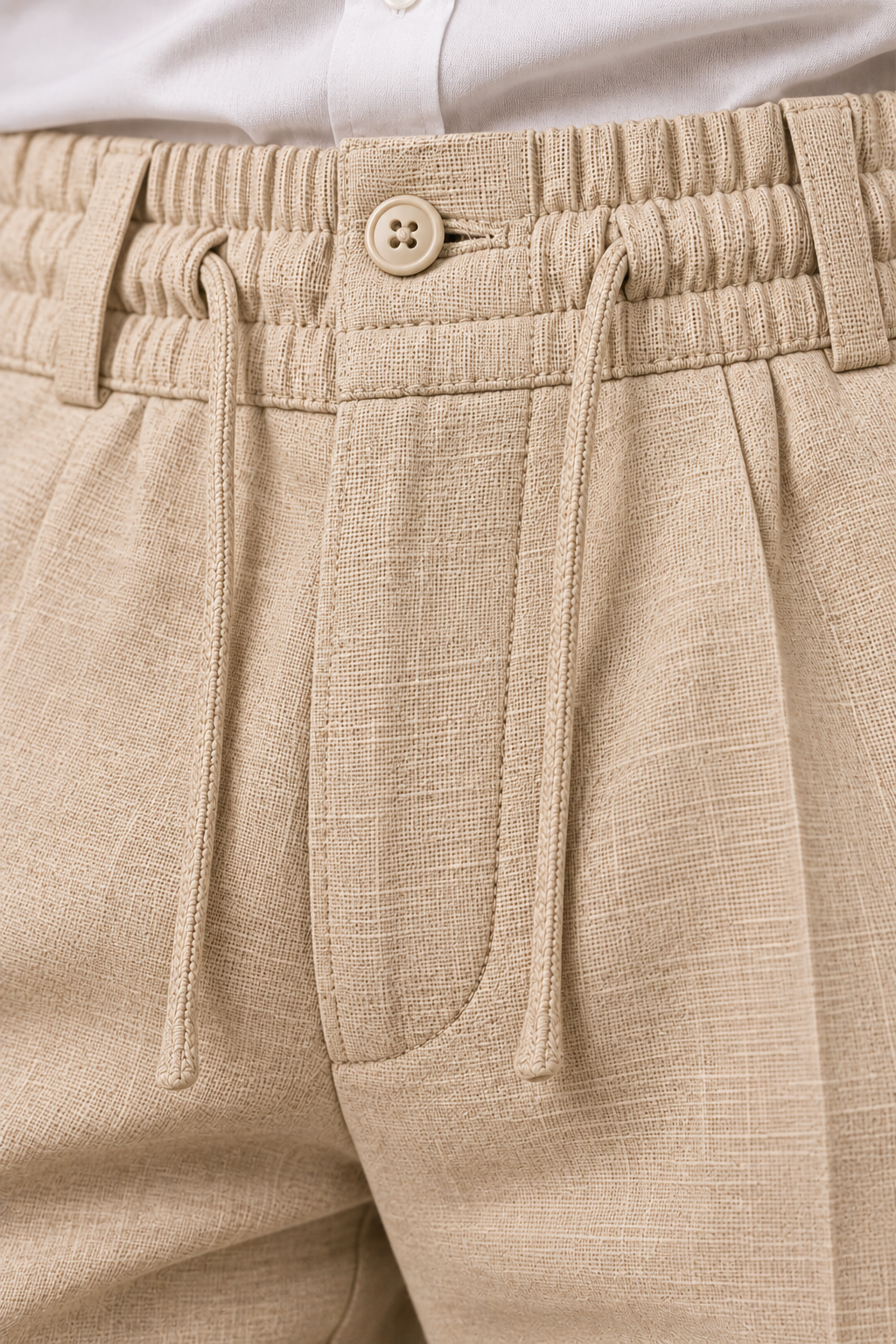 AKAZ Men's Cream Linen Trackpants | Casual Trousers for Everyday
