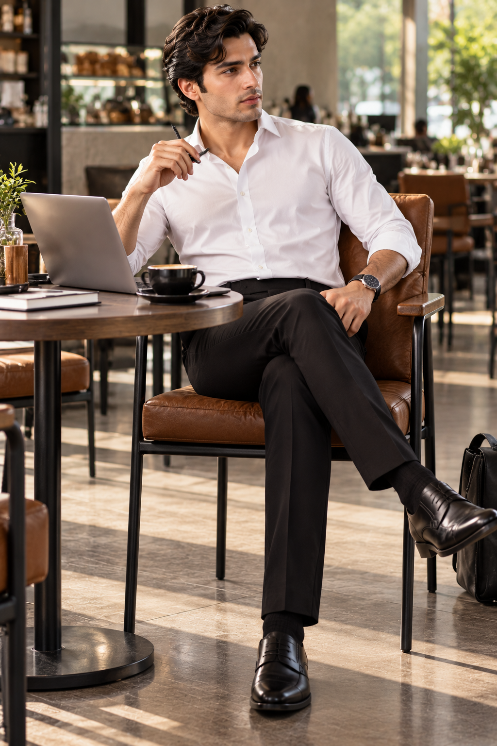 AKAZ Premium Black Linen Trousers for Men | Regular Fit Formal Pants