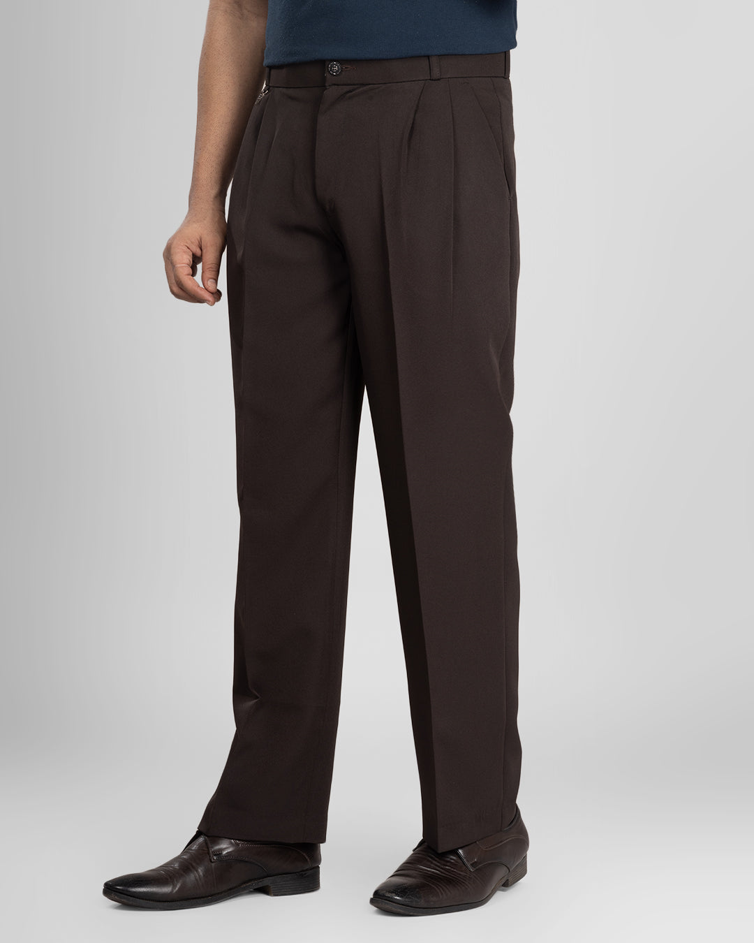 AKAZ Men's Coffee Brown Baggy Straight Fit Pants | Relaxed Casual Trousers for Men