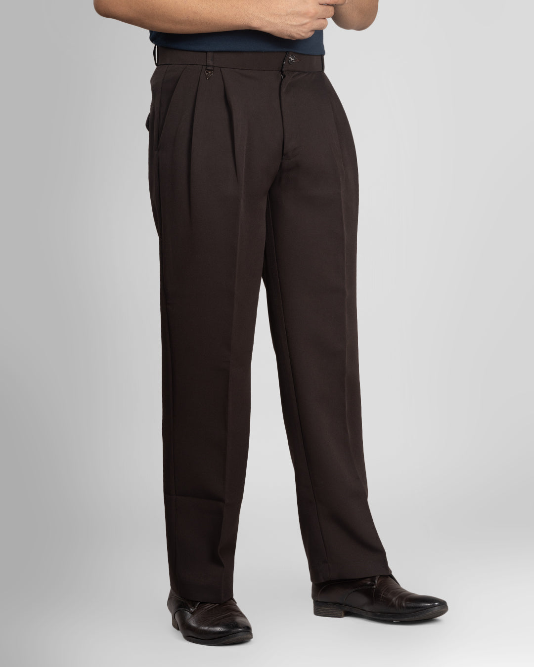 AKAZ Men's Coffee Brown Baggy Straight Fit Pants | Relaxed Casual Trousers for Men