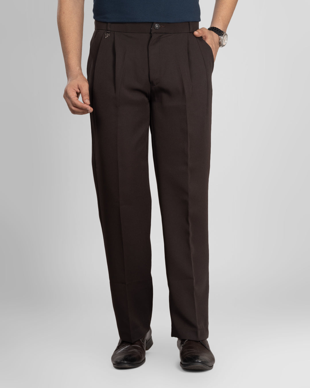AKAZ Men's Coffee Brown Baggy Straight Fit Pants | Relaxed Casual Trousers for Men