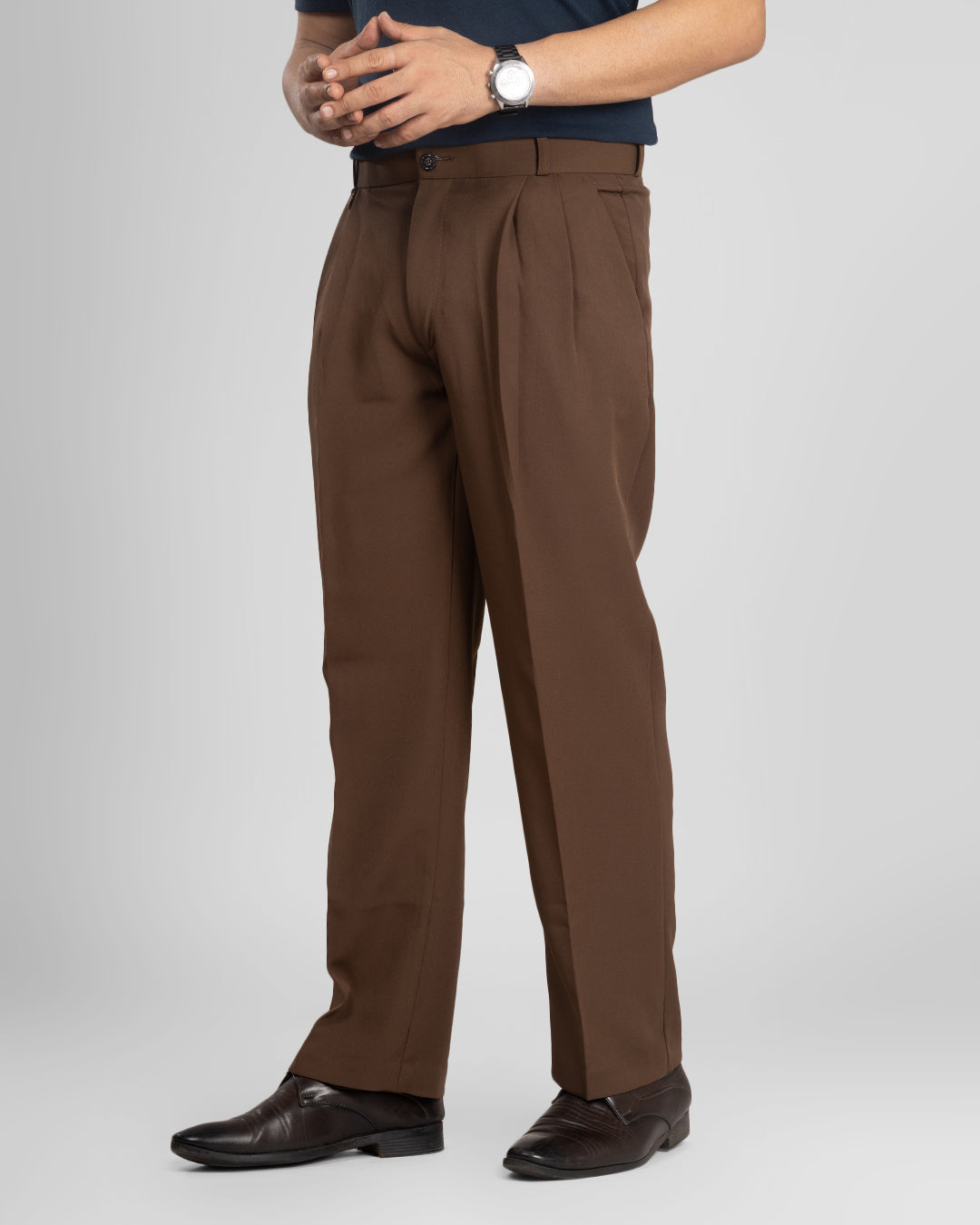 AKAZ Men's Rust Loose Fit Trousers | Straight Leg Baggy Casual Pants for Men