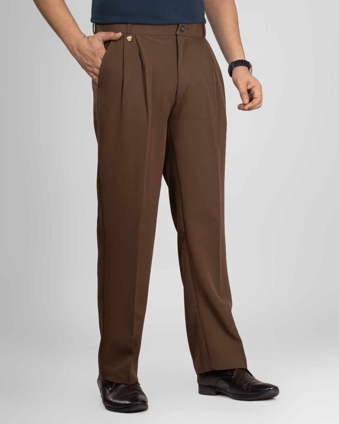 AKAZ Men's Rust Loose Fit Trousers | Straight Leg Baggy Casual Pants for Men