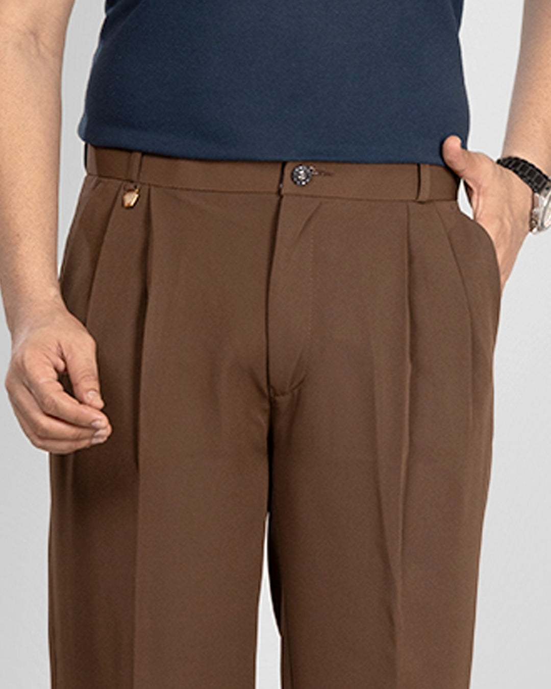 AKAZ Men's Rust Loose Fit Trousers | Straight Leg Baggy Casual Pants for Men