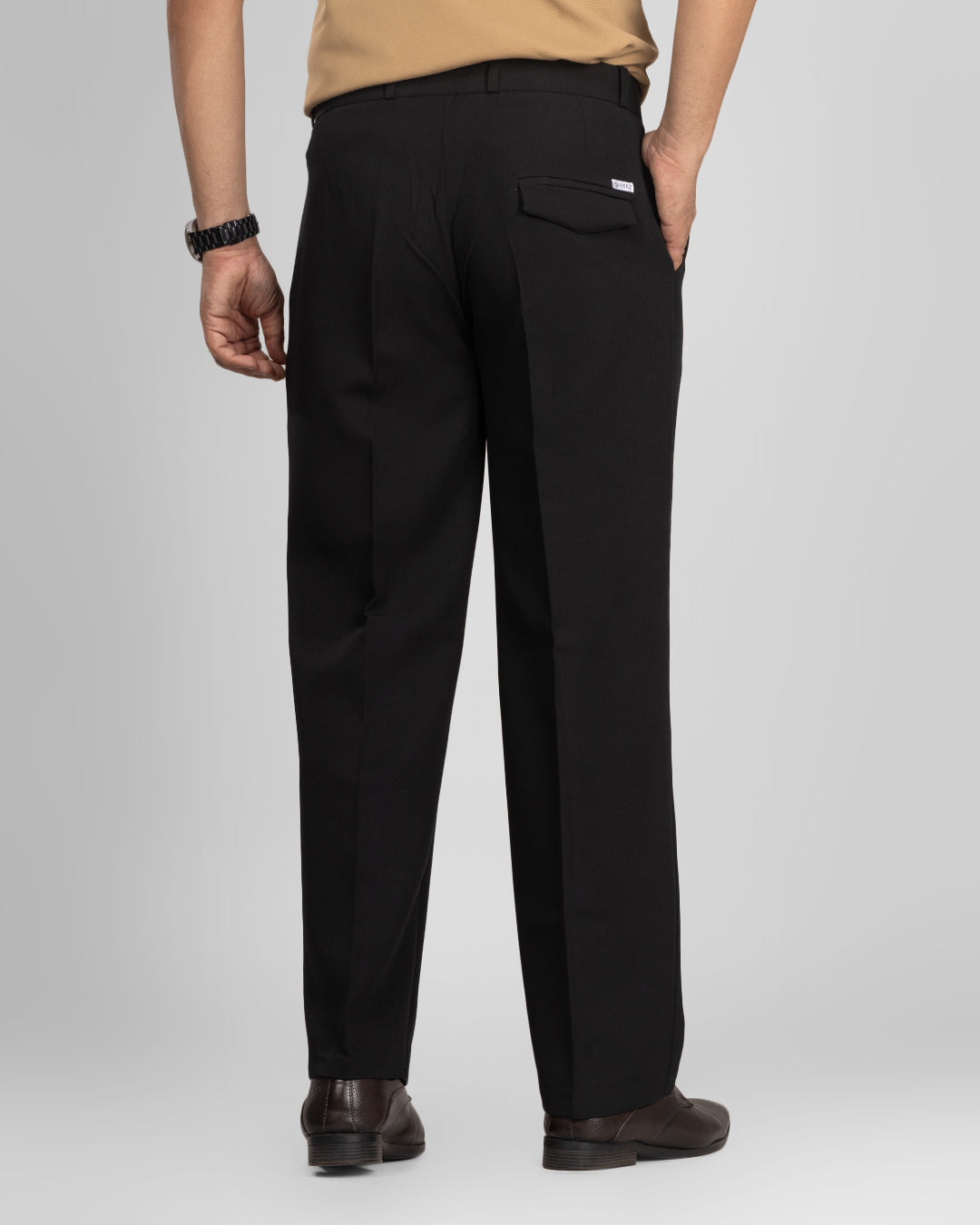 AKAZ Men's Black Baggy Straight Fit Pants | Relaxed Fit Casual Trousers