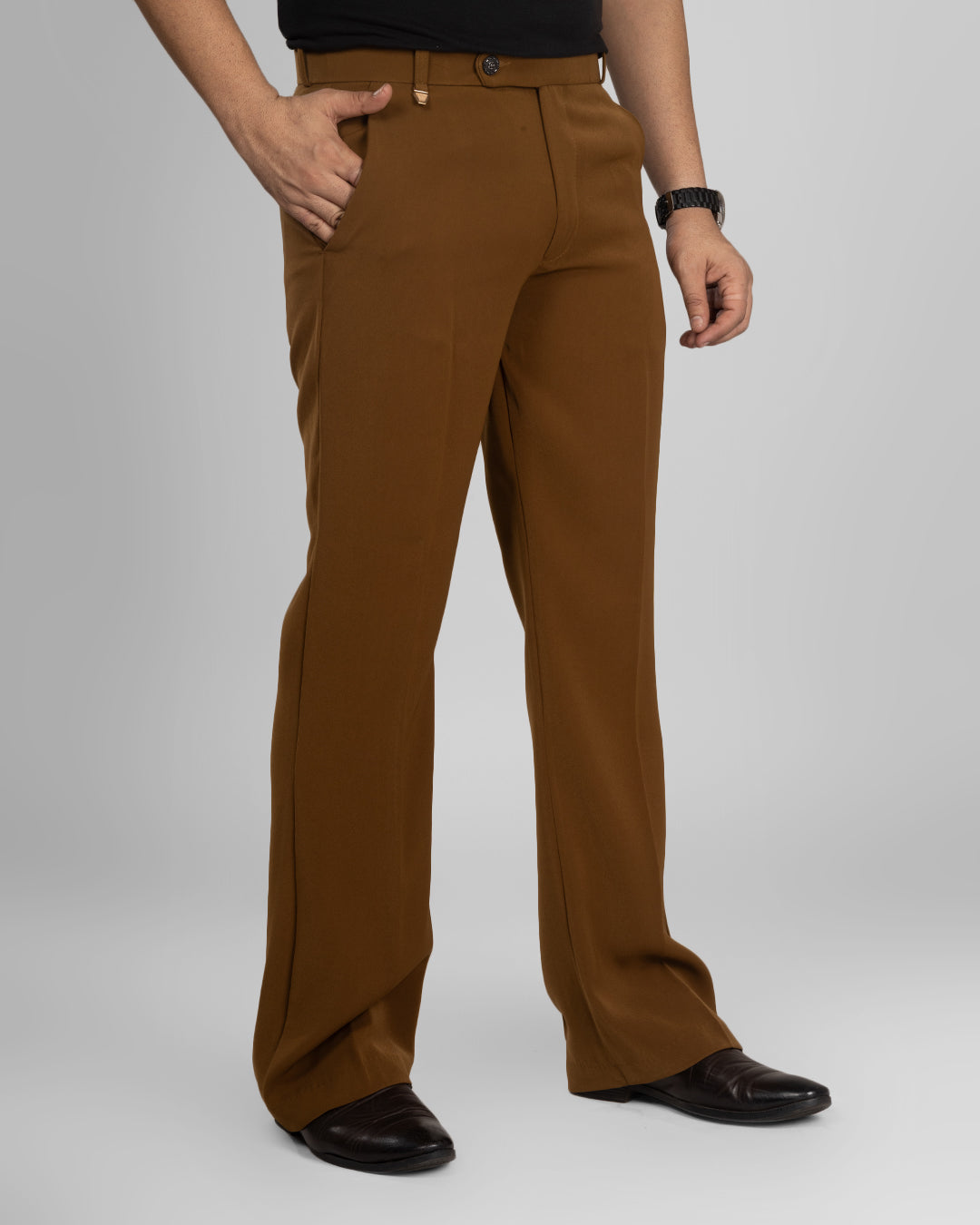 Premium Rust Stretch Bootcut Formal Pants for Men