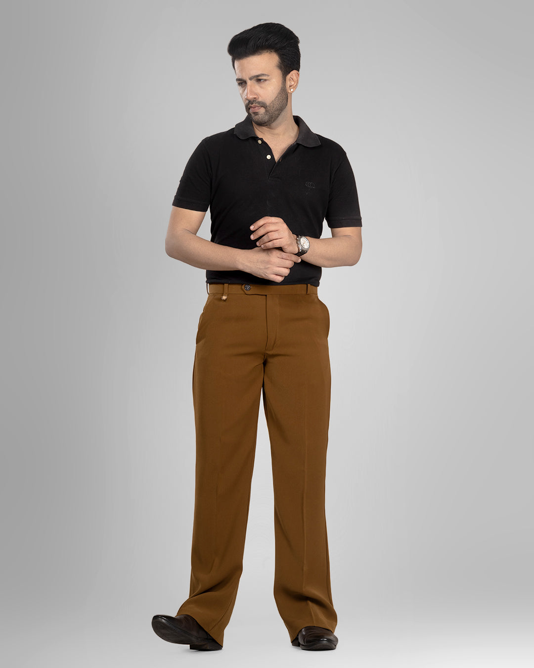 Premium Rust Stretch Bootcut Formal Pants for Men