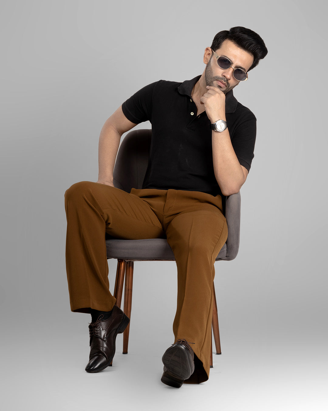 Premium Rust Stretch Bootcut Formal Pants for Men