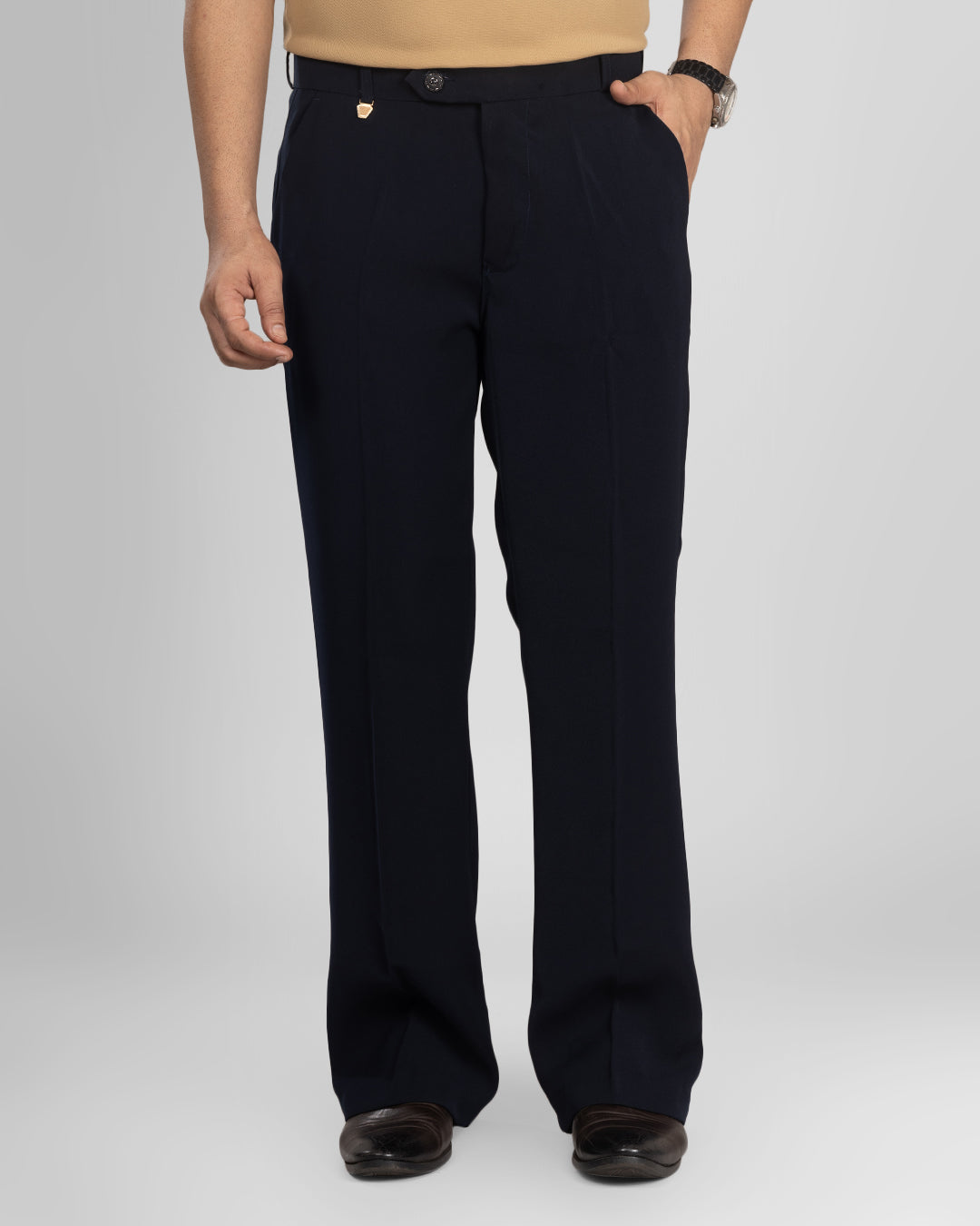 Premium Navy Formal Pants for Men | Bootcut Fit