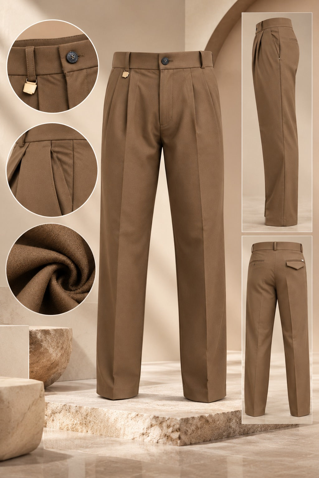 AKAZ Baggy Straight Fit Pants for Men | Relaxed Straight-Leg Trousers
