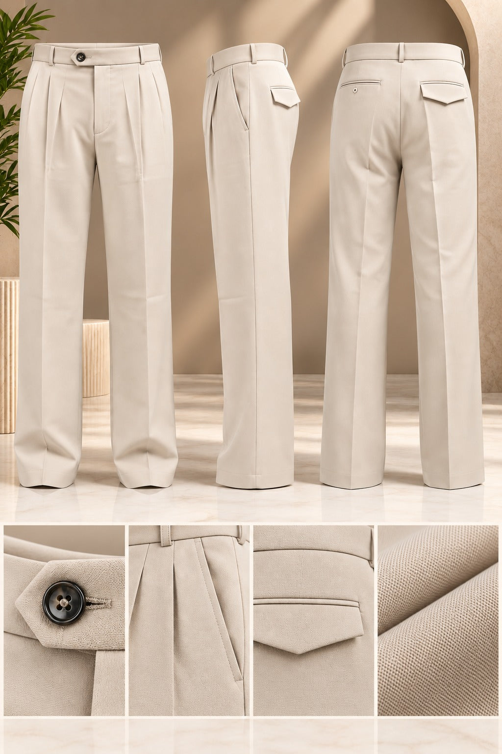 AKAZ Baggy Straight Fit Pants for Men | Relaxed Straight-Leg Trousers
