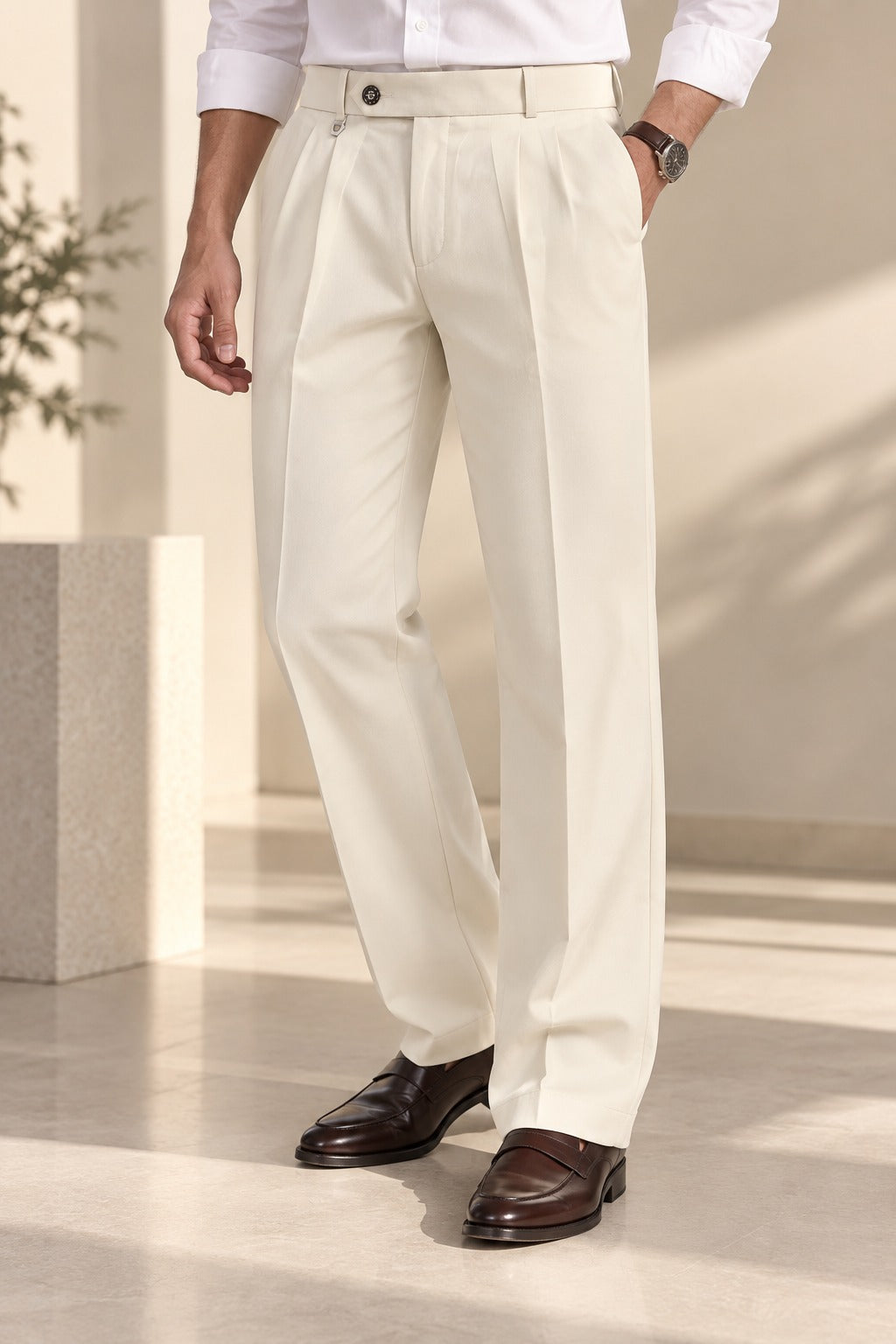 AKAZ Baggy Straight Fit Pants for Men | Relaxed Straight-Leg Trousers