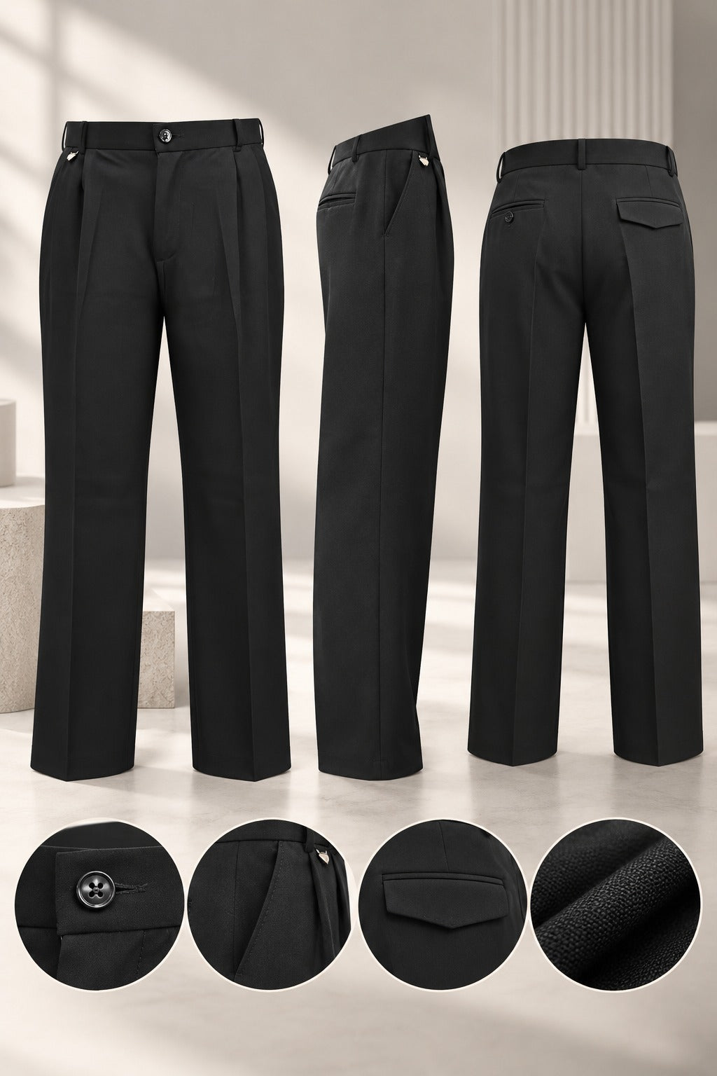AKAZ Baggy Straight Fit Pants for Men | Relaxed Straight-Leg Trousers
