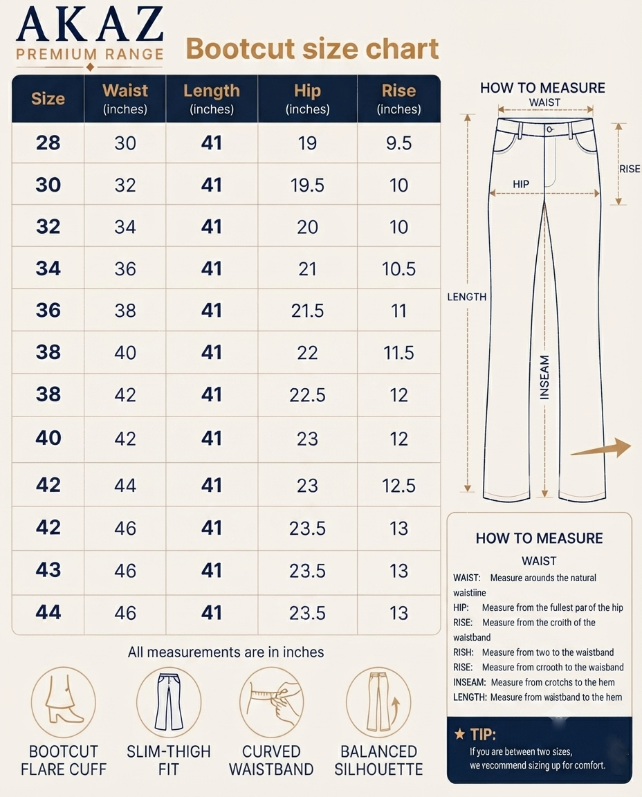 AKAZ Premium Navy Formal Pants for Men | Stretch Office Trouser | Bootcut Fit