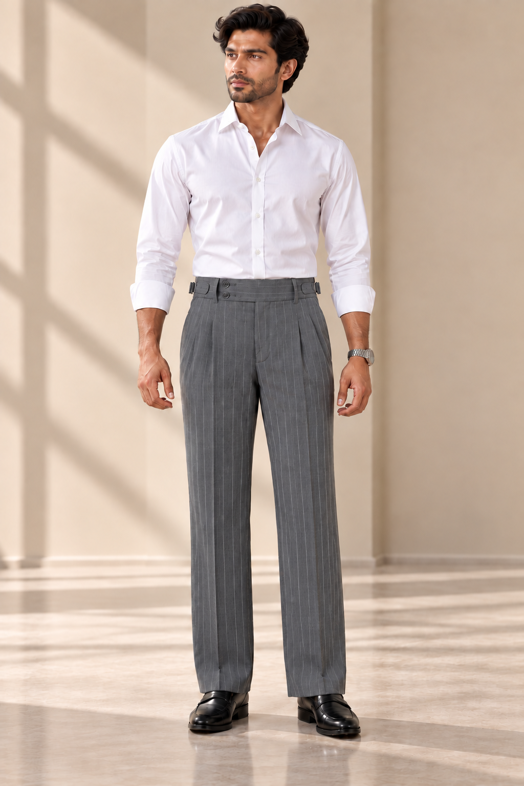 AKAZ BRAZIL Men's Dark Grey Formal Trousers | Premium Tailored Fit Office Pants