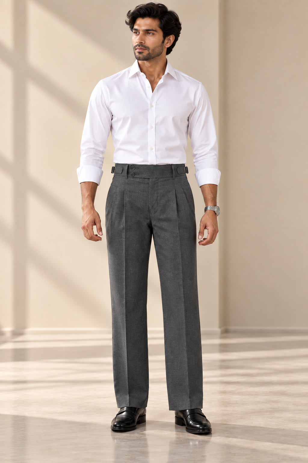 AKAZ BRAZIL Men's Black Premium Formal Trousers | 4 Way Stretch Tailored Fit Smart Formal Pants