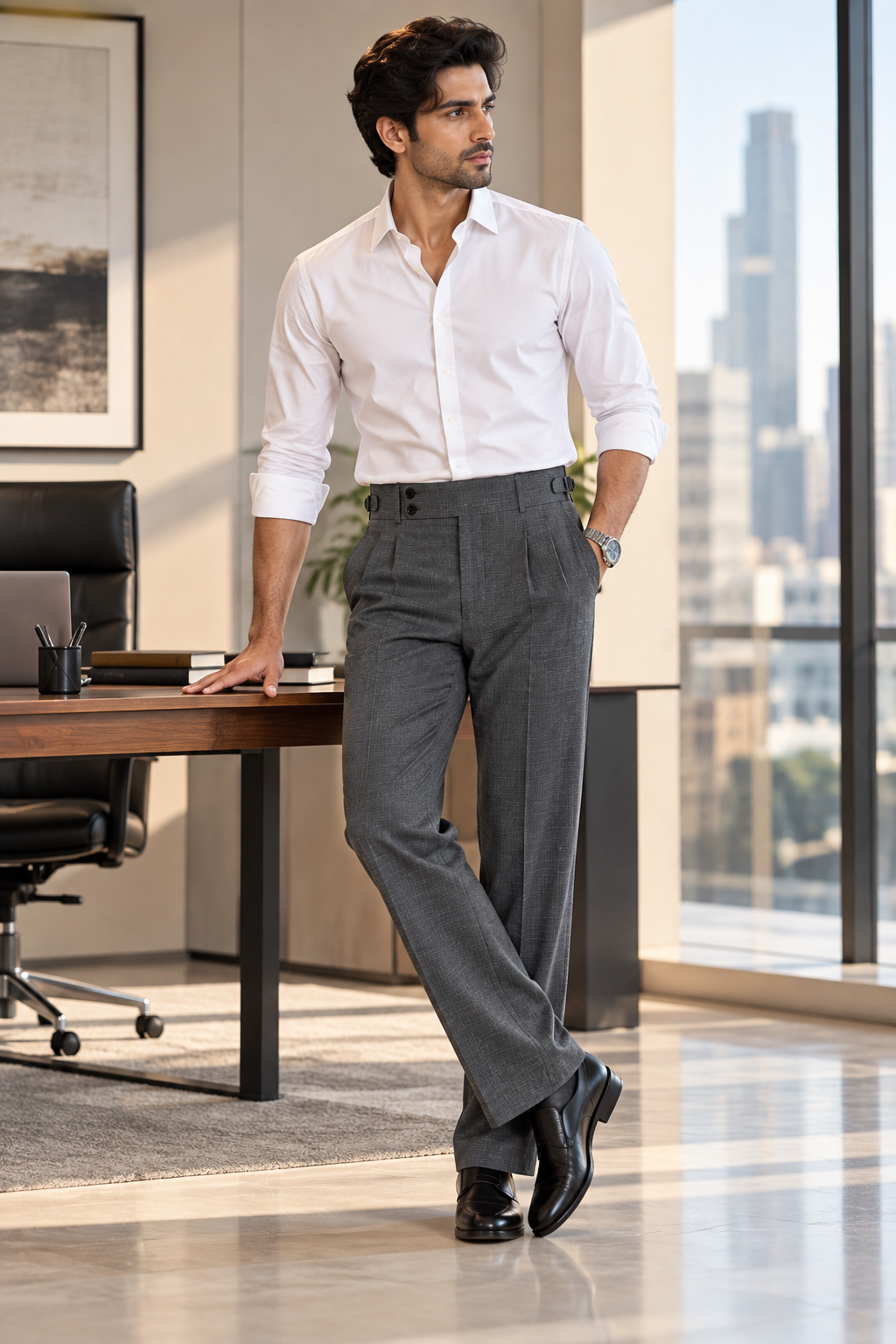 AKAZ BRAZIL Men's Premium Formal Trousers | 4-Way Stretch Tailored Fit Pants