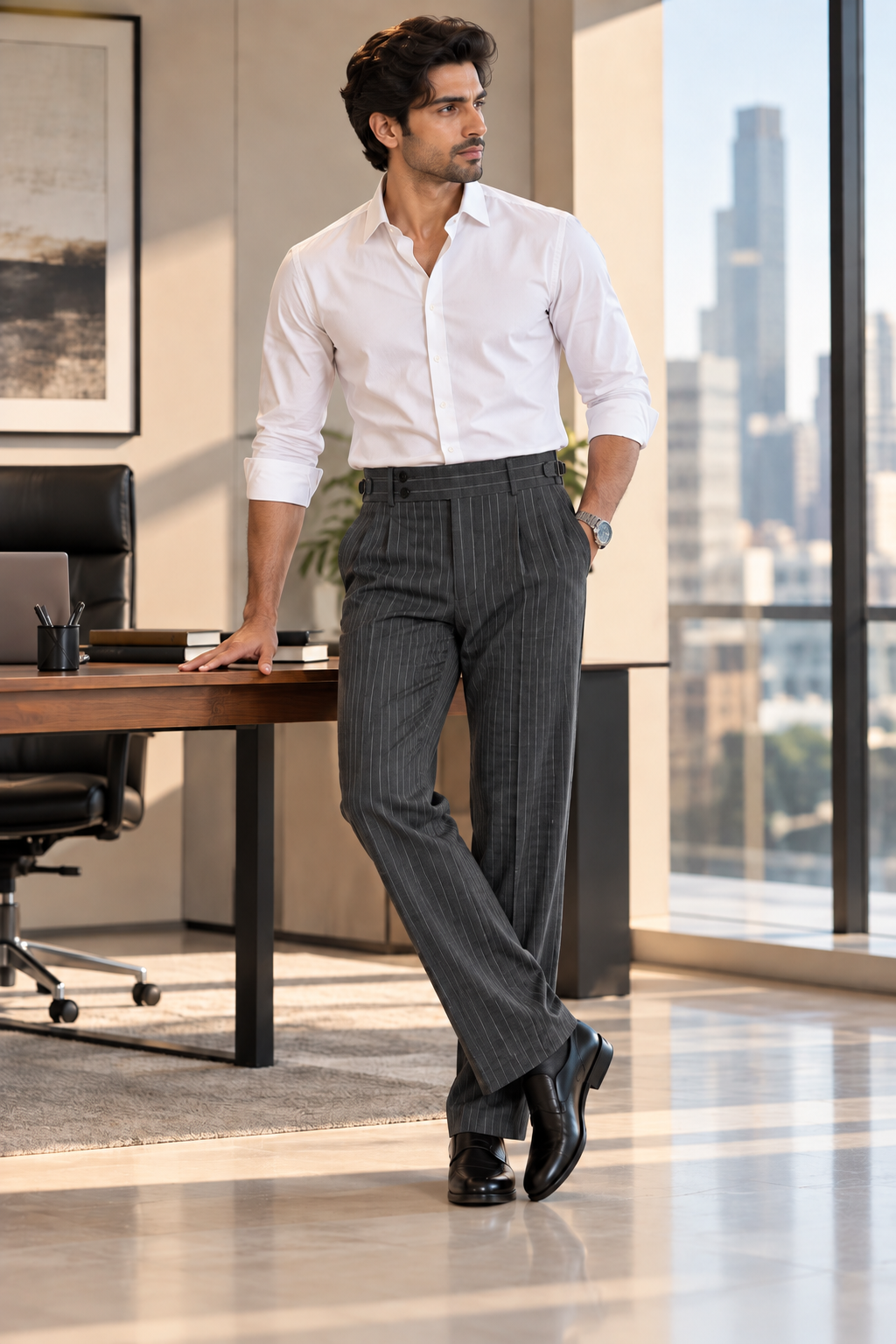 AKAZ BRAZIL Men's Premium Formal Trousers | 4-Way Stretch Tailored Fit Pants