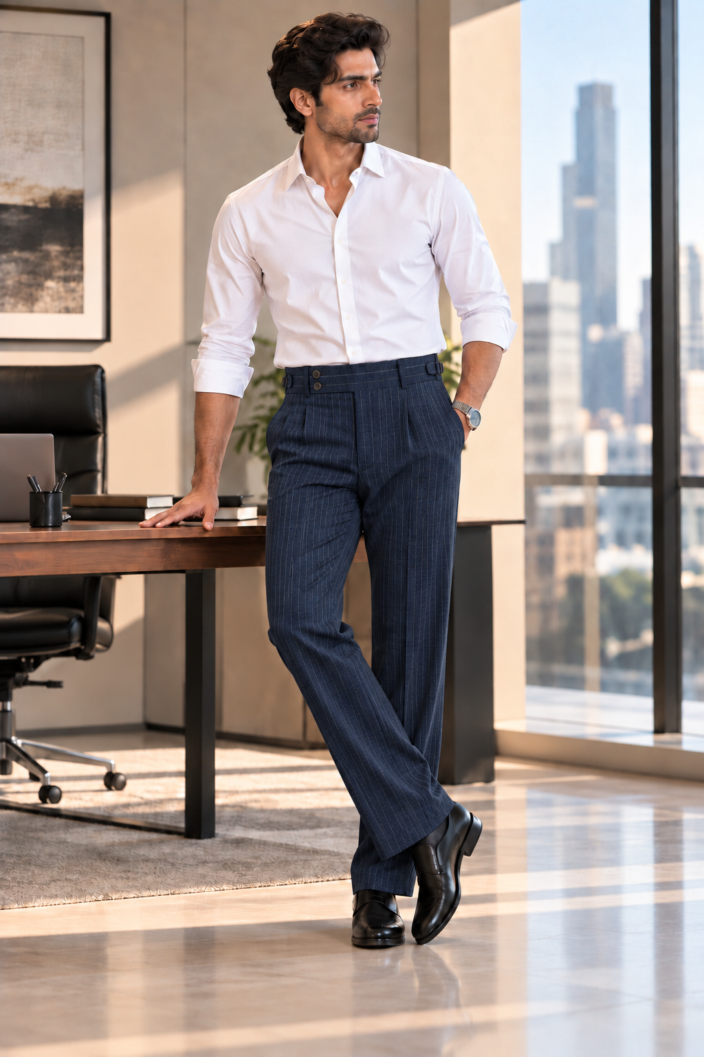 AKAZ BRAZIL Men's Premium Formal Trousers | 4-Way Stretch Tailored Fit Pants