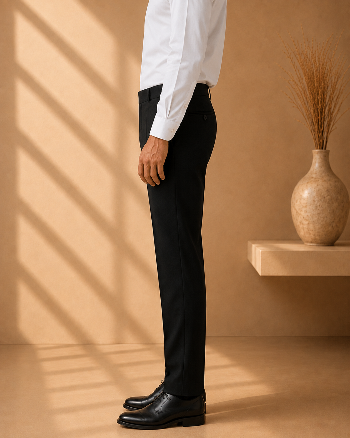 AKAZ COSTA Men's Black Premium Formal Trousers | Tailored Fit Formal Pants