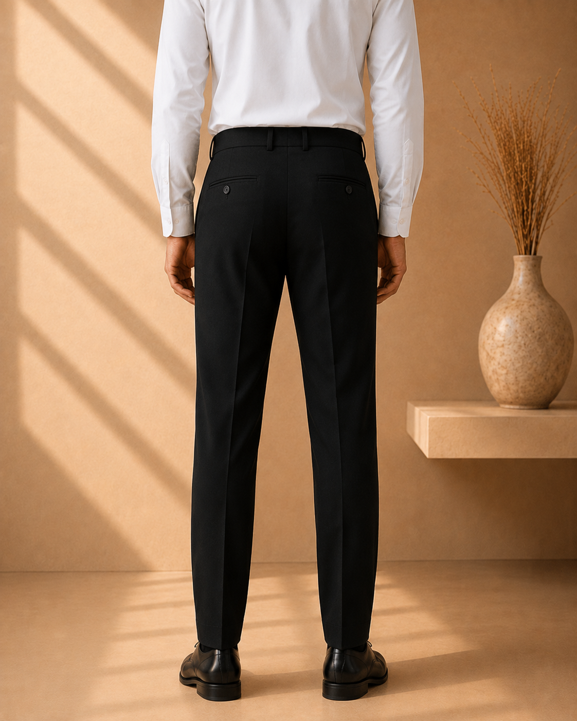 AKAZ COSTA Men's Black Premium Formal Trousers | Tailored Fit Formal Pants