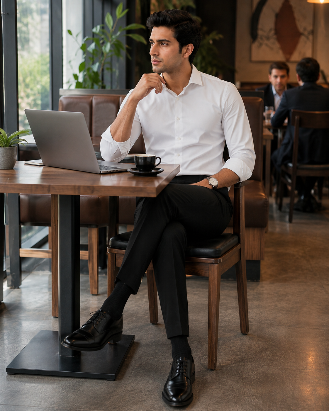 AKAZ COSTA Men's Black Premium Formal Trousers | Tailored Fit Formal Pants